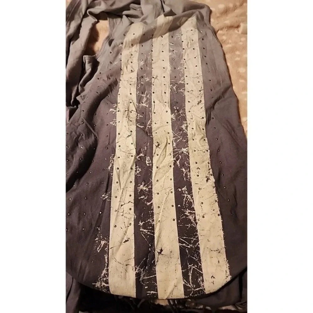 Voice of California NEW $59 Small Stars And‎ Stripes Gray Boho Vest